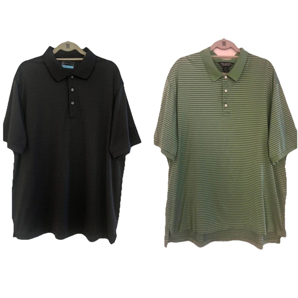 PGA Tour Men’s Polo Shirt 2XL  & PGA Tour Performance Polo Lot Of 2 Active Wear